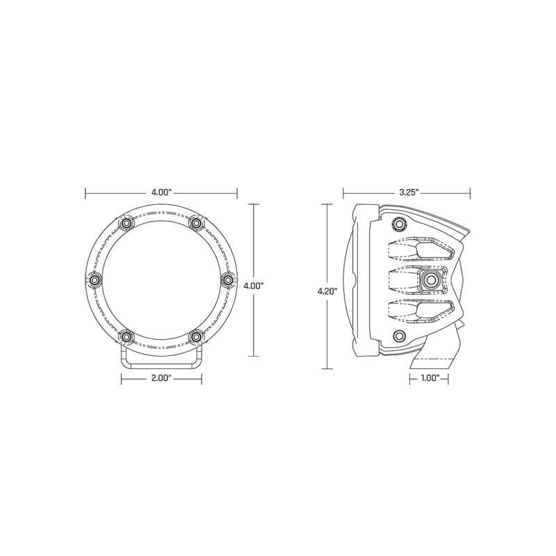Rigid Industries 360-Series 4in LED Off-Road Diffused Beam - RGBW Backlight (Pair) 36400 36400 Technical Drawing
