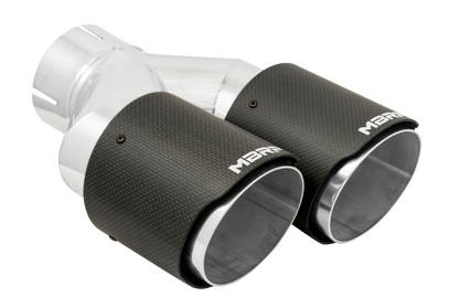 MBRP 3in ID / Dual 4in OD Out Staggered L 9.37in / R 9.87in Dual Wall Carbon Fiber Univ Exhaust Tip T5183CF T5183CF Photo - Close Up