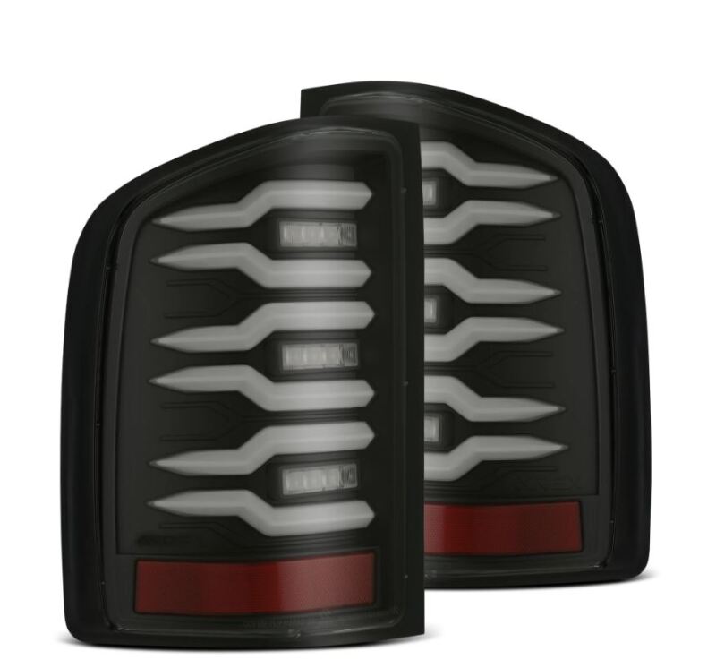 AlphaRex 07-14 Chevrolet Silverado 1500/2500HD/3500HD Luxx-Series LED Tail Lights Blk w/Smoked Lens 620080 620080 Photo - Primary