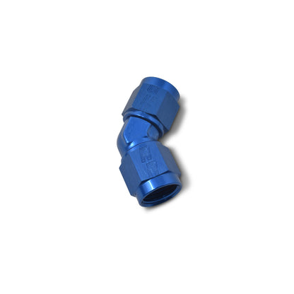 Russell -6 AN 45° Female AN To Female AN Low Profile (Blue Finish) 614606 Photo - out of package