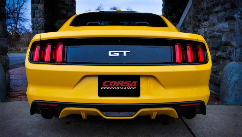 Corsa Performance 2015 Ford Mustang GT 5.0 3" Cat Back Exhaust, Black Dual 4.5" Tip 14328BLK Photo - Mounted