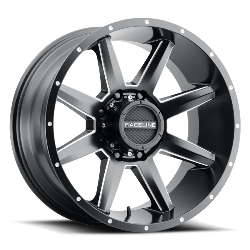 Raceline 954M Stryker 17x8.5in / 8x165.1 BP / 0mm Offset / 125.2mm Bore - Satin Black & Milled Wheel 954M-78580-00 954M-78580-00 Photo - Primary