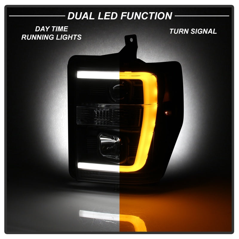 Spyder 08-10 Ford F-250 SD Projector Headlights V2-Switch Back Light Bar-Black PRO-YD-FS08V2-SBLB-BK 5086228 5086228 Photo - Unmounted