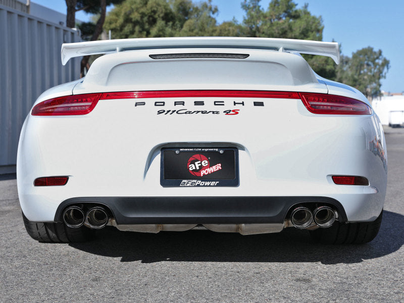 aFe MACHForce XP 12-16 Porsche 911 Carrera H6-3.8L SS-304 Cat-Back Exhaust w/Carbon Fiber Tips 49-36406-1C 49-36406-1C Photo - Mounted