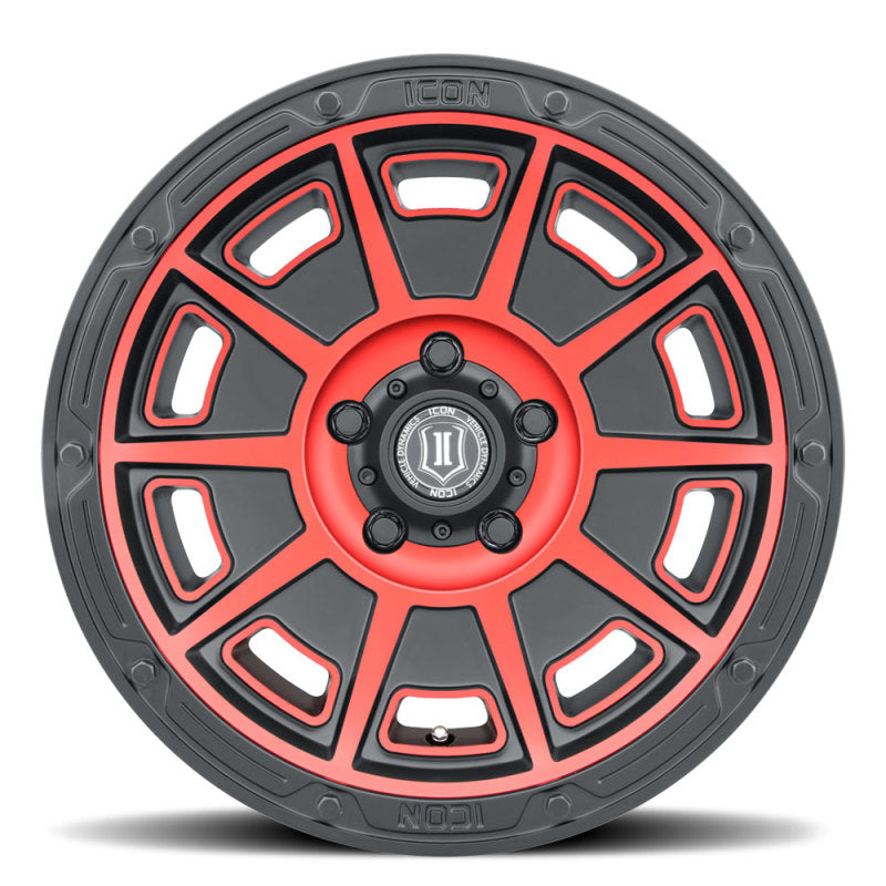 ICON Victory 17x8.5 5x4.5 0mm Offset 4.75in BS Satin Black w/Red Tint Wheel 3017856547SBRT 3017856547SBRT Photo - Close Up