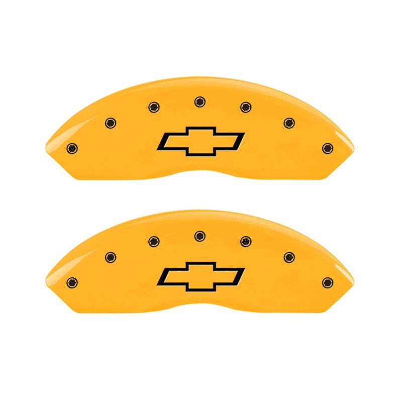MGP 2 Caliper Covers Engraved Front Bowtie Yellow Finish Black Char 1997 Chevrolet C3500 14003FBOWYL 14003FBOWYL Photo - Primary