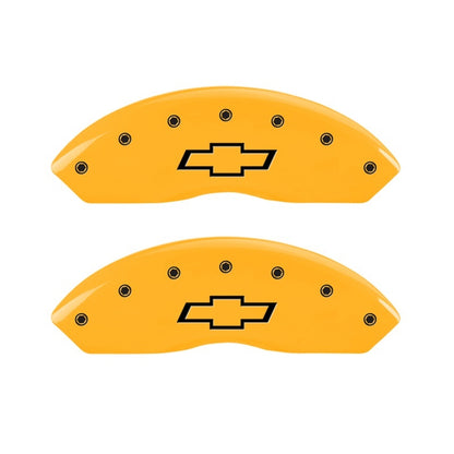 MGP 2 Caliper Covers Engraved Front Bowtie Yellow Finish Black Char 1997 Chevrolet C3500 14003FBOWYL 14003FBOWYL Photo - Primary