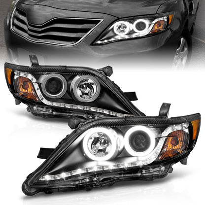 Anzo 2010-2011 Toyota Camry Projector Headlights w/ Halo Black (CCFL) 121442 Photo - Primary