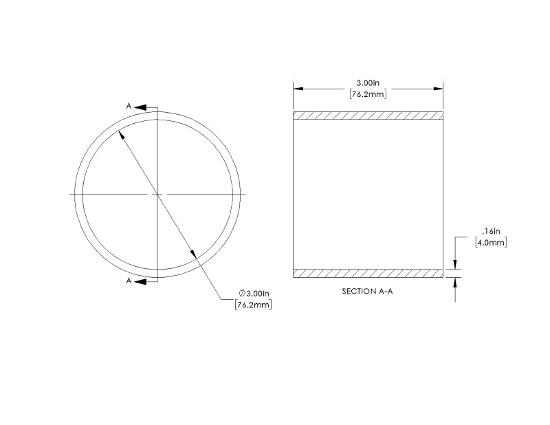 aFe POWER Universal Products Coupler Kit 3in ID x 3in L - Black 59-00217 59-00217 Technical Drawing
