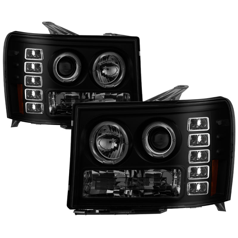 Spyder GMC Sierra 1500/2500 07-13 Projector Headlights LED Halo- LED Blk Smke PRO-YD-GS07-HL-BSM 5078506 5078506 Photo - Primary