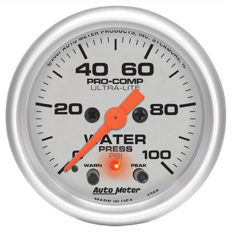 Autometer Ultra-Lite 2-1/16in 0-100PSI Electronic Water Pressure Gage 4368 4368 Photo - Primary