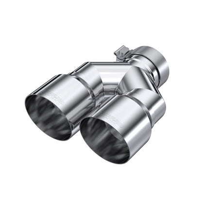 MBRP 3in ID / Dual 4in OD Out Staggered L 9.87in / R 9.37in Single Wall T304 SS Univ Exhaust Tip T5182 T5182 Photo - Primary