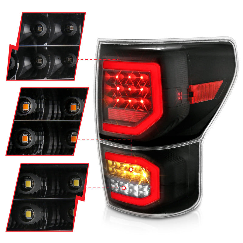ANZO 2007-2013 Toyota Tundra LED Taillights Plank Style Black w/Clear Lens 311336 311336 User 2
