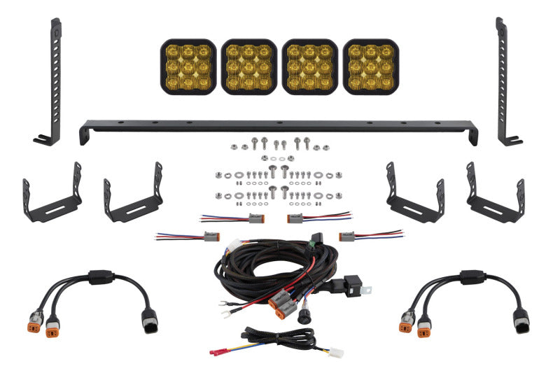 Diode Dynamics 14-23 Toyota 4Runner SS5 Stealth Grille LED 4-Pod Kit - Yellow Pro Driving DD7549 DD7549 Photo - Primary