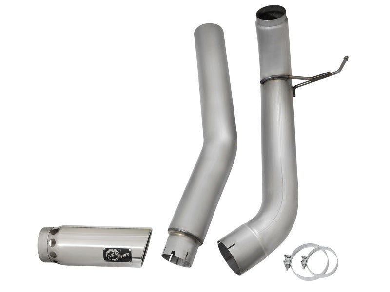 aFe ATLAS 5in DPF-Back Aluminized Steel Exhaust System w/Polished Tip: Nis 49-06112-P Photo - Unmounted