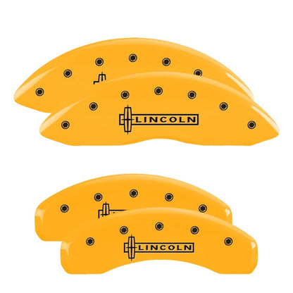 MGP 4 Caliper Covers Engraved Front & Rear Lincoln Yellow finish black ch 36012SLCNYL 36012SLCNYL Photo - Primary