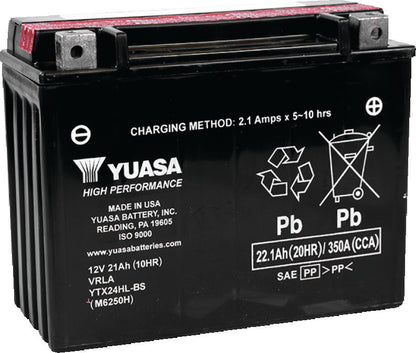 Yuasa Battery Yuasa YTX24HL-BS High Performance Maintenance Free AGM 12 Volt Battery (Bottle Supplied) YUAM6250H YUAM6250H Photo - Primary