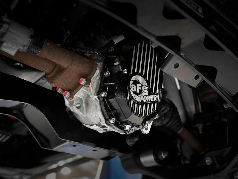 aFe Pro Series Front Differential Cover Black w/Machined Fins 46-71050B Photo - Mounted