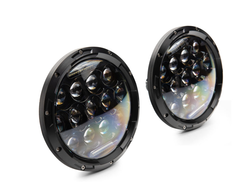 Raxiom 97-18 Jeep Wrangler TJ/JK Axial Series 13-LED Headlights- Black Housing (Clear Lens) J150093