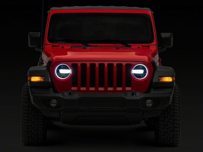 Raxiom 18-23 Jeep Wrangler JL Axial Series 9-In LED Headlights- Blk Housing (Clear Lens) J164371 J164371 Photo - Close Up