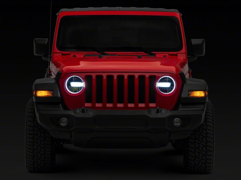 Raxiom 18-23 Jeep Wrangler JL Axial Series 9-In LED Headlights- Blk Housing (Clear Lens) J164371 J164371 Photo - Close Up