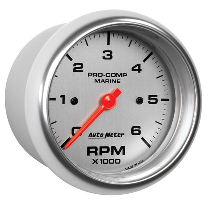 Autometer 3-3/8" In-Dash Tachometer, 0-6,000 Rpm, Marine Silver 200752-33 User 3