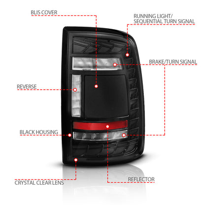 ANZO 19-24 RAM 2500/3500 Full LED Tail Lights SeqSig Black - Pair 311482A 311482A User 1