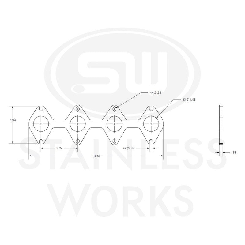 Stainless Works Small Block Ford 4.6L 3V Round Port Header 304SS Exhaust Flanges 1-5/8in Primaries HF463V163 HF463V163 Photo - Primary
