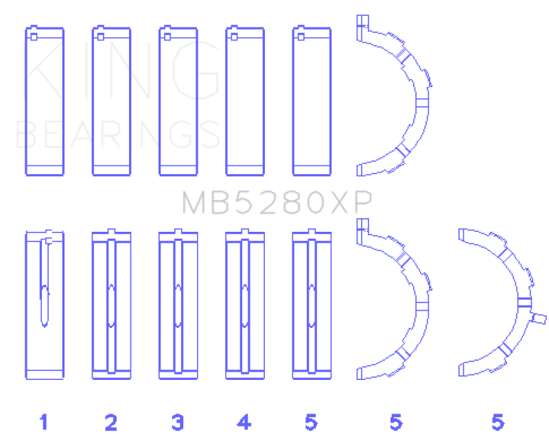 King Engine Bearings King Ford Prod. V8 4.6L/5.4L (Size .026) Performance Main Bearing Set MB5280XP.026 MB5280XP.026 Photo - Primary