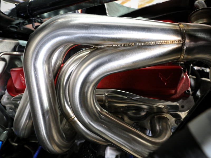 aFe Twisted 304SS Header 2020 Chevy Corvette (C8) 6.2L V8 - Titanium Ceramic Coated 48-34148-T 48-34148-T Photo - Mounted
