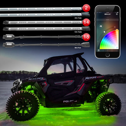 XKGLOW XK Glow Tube + 18xPods Million Color XKCHROME App Controlled Offroad UTV Kit 2x24In Tube + 14x12In XK-UTV-ADV XK-UTV-ADV User 1