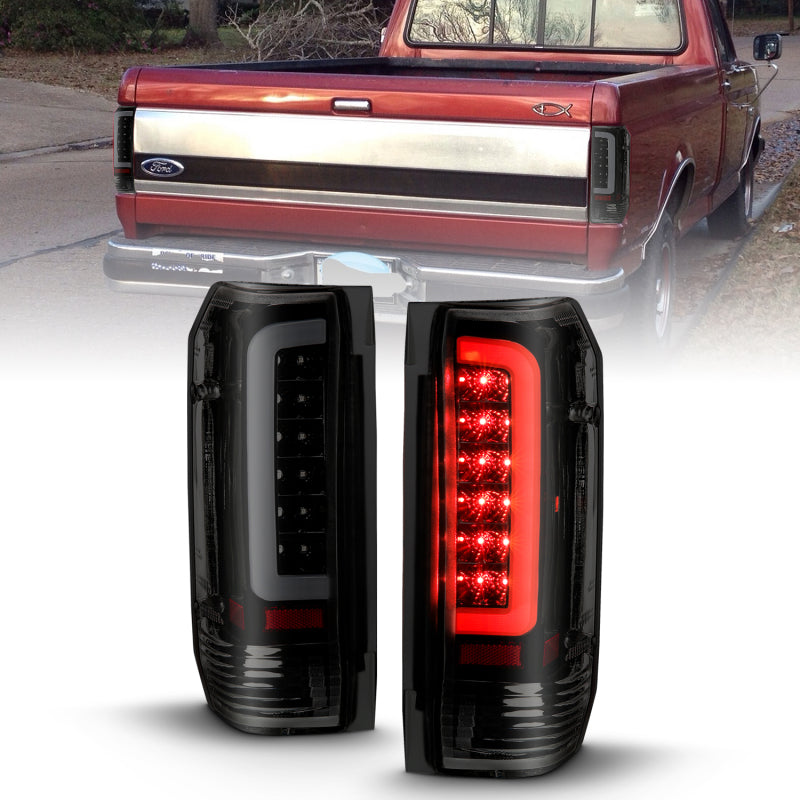 ANZO 1987-1996 Ford F-150 LED Taillights Black Housing Smoke Lens (Pair) 311351 311351 Photo - Primary
