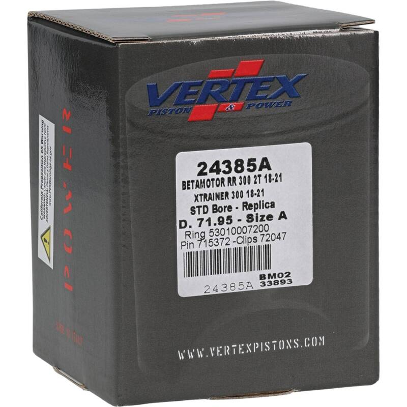 Vertex Pistons Vertex Piston 18-21 Beta RR 2T 300 300cc Cast Replica Piston Kit 24385A 24385A Photo - Primary