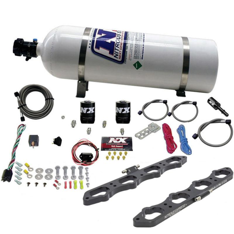 Nitrous Express Ford Coyote 5.0L V8 Nitrous Wet Port Plate Kit w/15lb Bottle 20956-15 20956-15 Photo - Primary