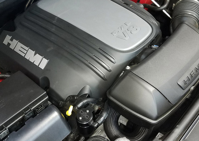 J&L 11-19 Jeep Grand Cherokee 5.7L Passenger Side Oil Separator 3.0 - Black Anodized 3066P-B 3066P-B Photo - Mounted