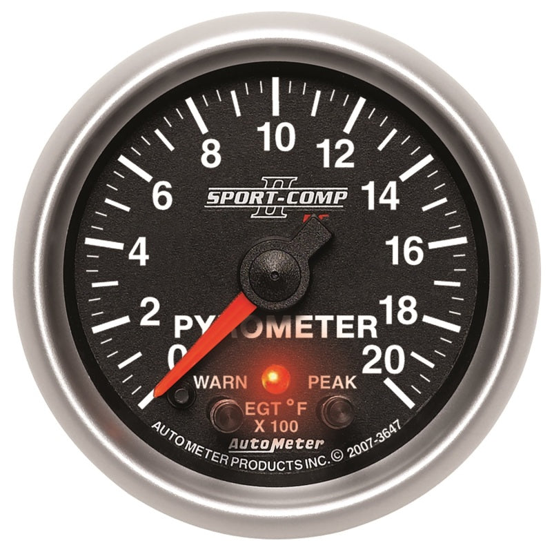 Autometer 2-1/16" Pyrometer, 0-2000 °F, Stepper Motor, Sport-Comp II 3647 Photo - Primary