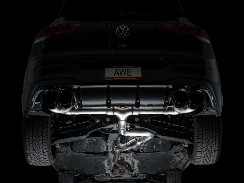 AWE Tuning AWE MK8 Volkswagen Golf R 3in Track Edition Quad Exhaust - Diamond Black Tips 3020-43658 3020-43658 Photo - Mounted