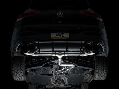 AWE Tuning AWE MK8 Volkswagen Golf R 3in Track Edition Quad Exhaust - Diamond Black Tips 3020-43658 3020-43658 Photo - Mounted