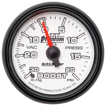 Autometer 2-1/16" Boost/Vacuum, 30 In Hg/20 Psi, Mechanical, Phantom II 7507 Photo - Primary