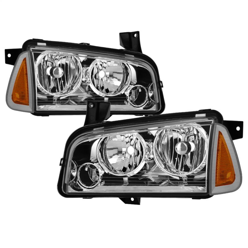 SPYDER xTune 05-10 Dodge Charger 4pc OEM Style Halogen Headlights w/Corner - Chrome (HD-JH-DCH05-SET-C) 9042393 9042393 Photo - Primary
