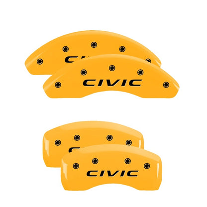 MGP 4 Caliper Covers Engraved Front 2016/CIVIC Engraved Rear 2016/CIVIC Yellow finish black ch 20218SCVCYL 20218SCVCYL Photo - Primary