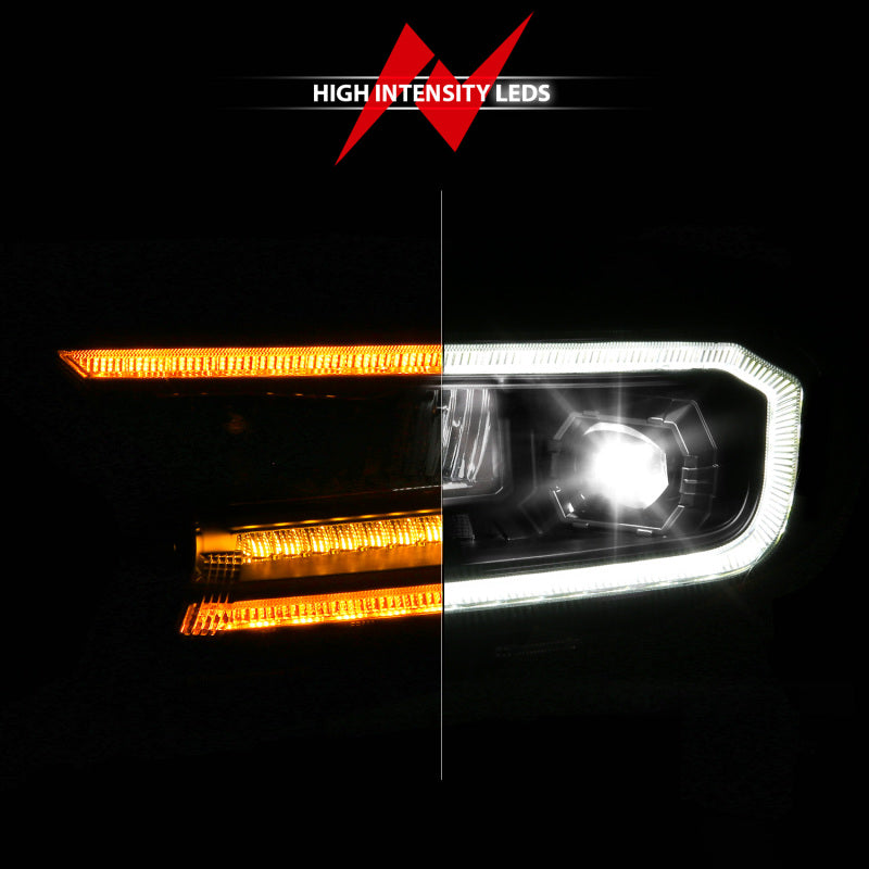 ANZO 19-23 Ford Ranger (Factory Halogen Model) Full LED Proj Headlights Init/DRL/SeqSig Black - Pair 111632A 111632A User 1