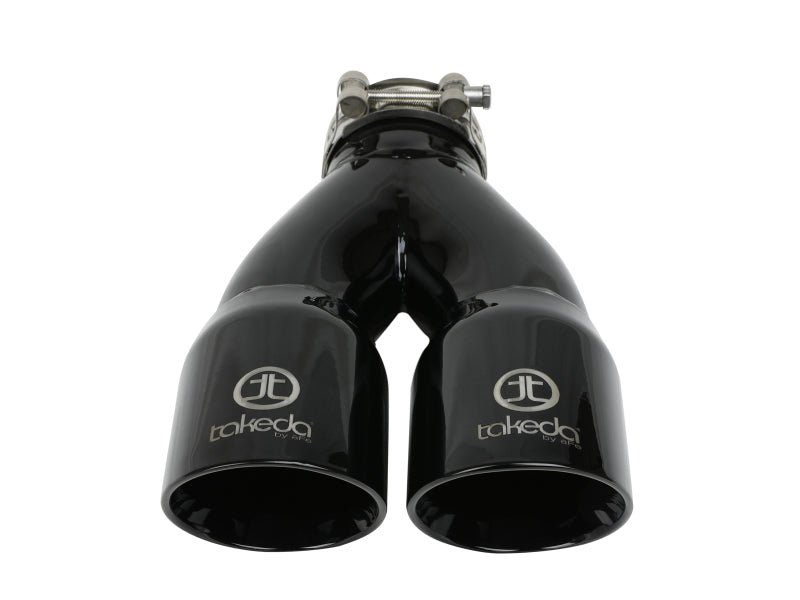 aFe Takeda 2.5in 304 Stainless Steel Clamp-on Exhaust Tip 2.5in Inlet 3in Dual Outlet - Black 49T25364-B10 49T25364-B10 Photo - Unmounted