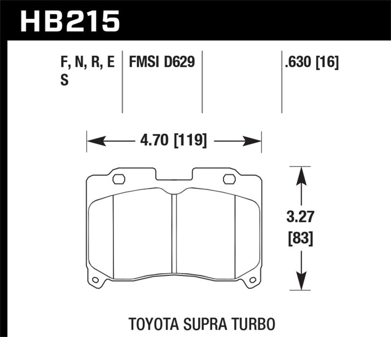 Hawk 93-98 Toyota Supra TT HPS 5.0 Street Front Brake Pads HB215B.630 HB215B.630 Photo - Primary