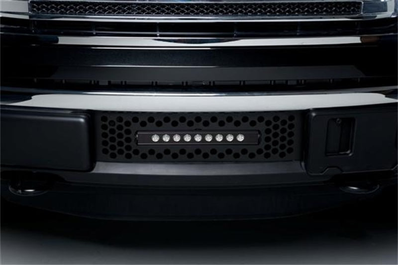 Putco 11-14 Ford F-150 EcoBoost SS Black Punch Bumper Grille Insert w/ 10in Luminix Light Bar 88182FPL 88182FPL Photo - Mounted