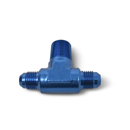 Russell -3 AN Flare to Pipe Tee Adapter (Blue Finish) 661060 Photo - out of package