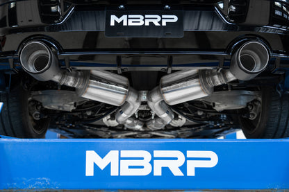 MBRP 23-24 Nissan Z 3.0L Armor Pro T304 Stainless Steel 3in Cat-Back Dual Rear Exit w/ 5in OD CF Tip S44083CF S44083CF Photo - Close Up