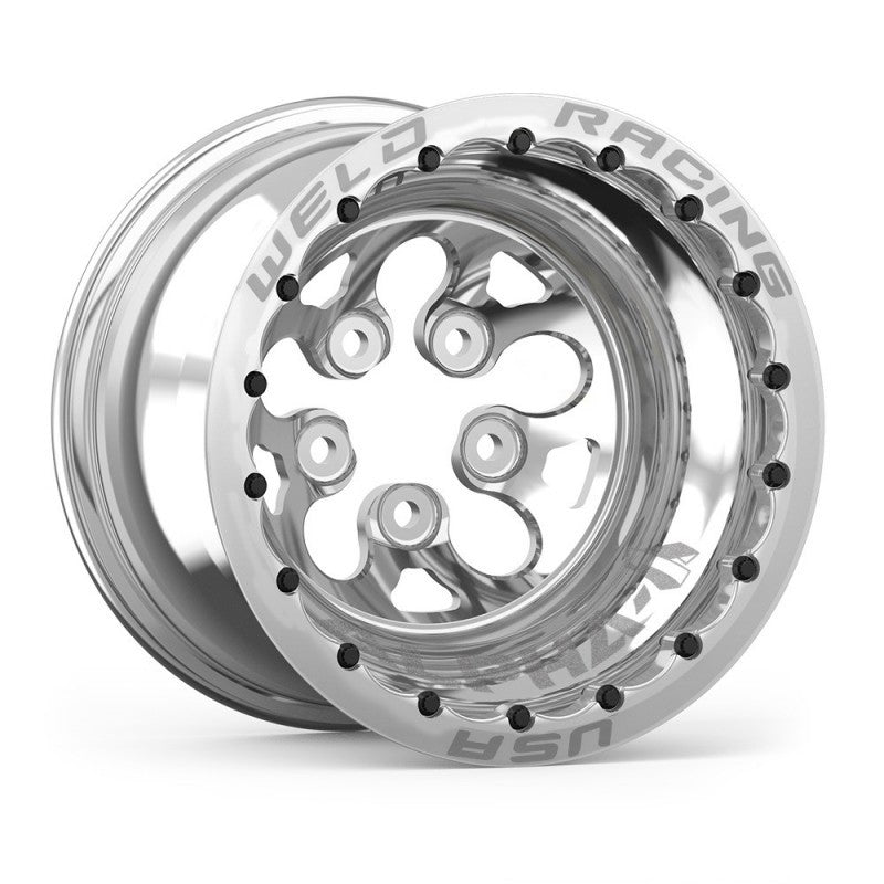 Weld Alpha-1 15x15 / 5x4.75 BP /5in. BS Polished Wheel - Polished Double Beadlock MT 83P-515280MP