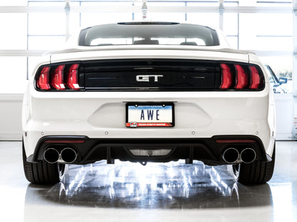 AWE Tuning 2018+ Ford Mustang GT (S550) Cat-back Exhaust - Touring Edition (Quad Chrome Silver Tips) 3015-42102 3015-42102 Photo - Mounted