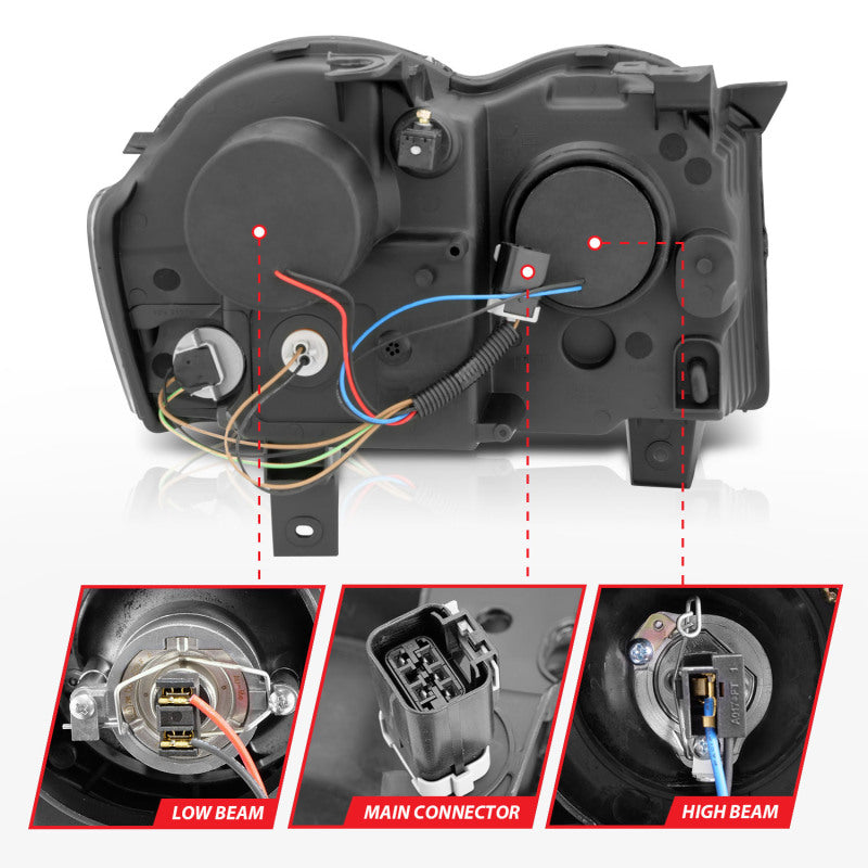 Anzo 2008-2010 Jeep Grand Cherokee Projector Headlights w/ Halo Black CCFL 111213 User 5